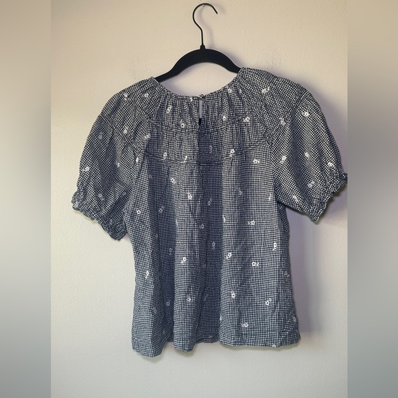 Madewell Gingham Embroidered Puff Sleeve Top Size M - Picture 2 of 4
